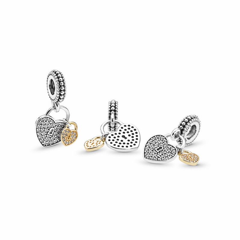 Pandora Love Locks Dangle Charm - Two Tone/Cubic Zirconia - Canada | BI7847ZC